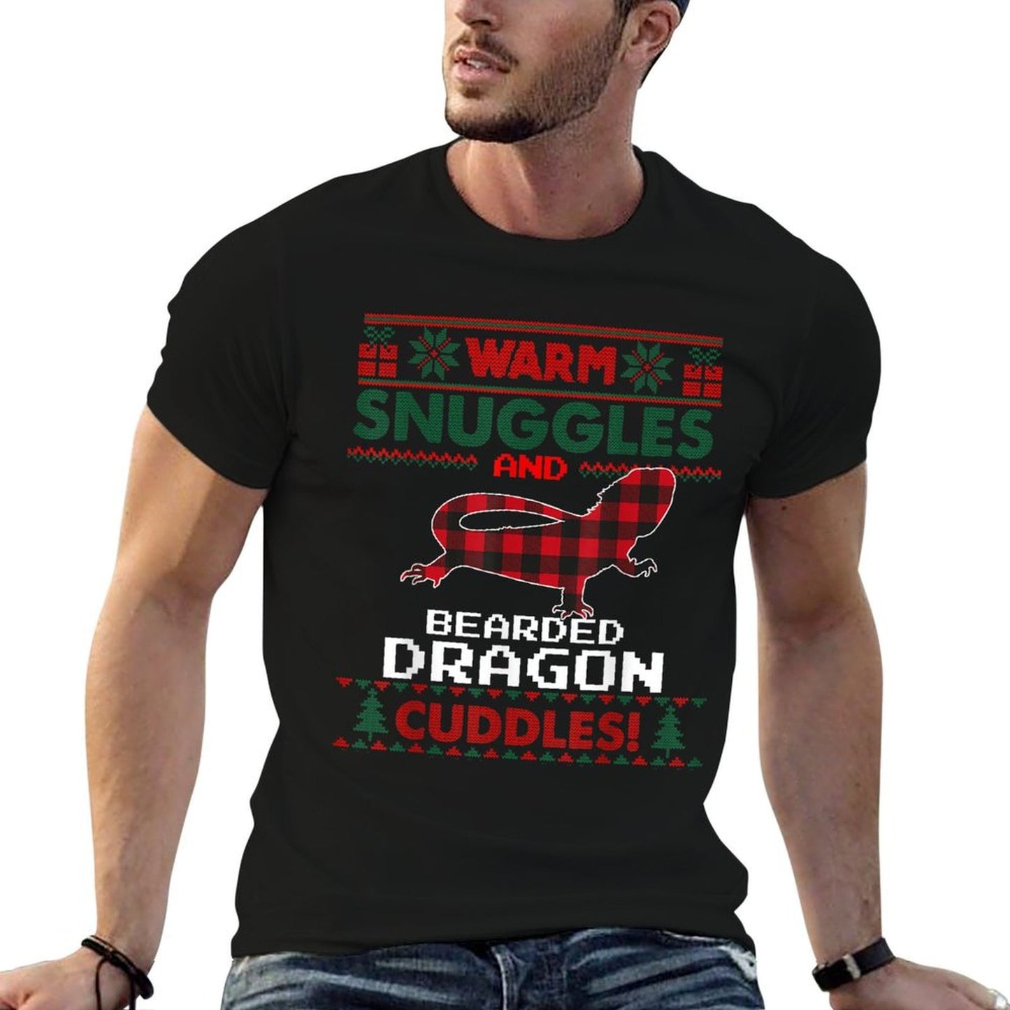 Bearded Dragon Christmas Pajama Ugly Christmas Sweater  Slim-fit Cut T-Shirt