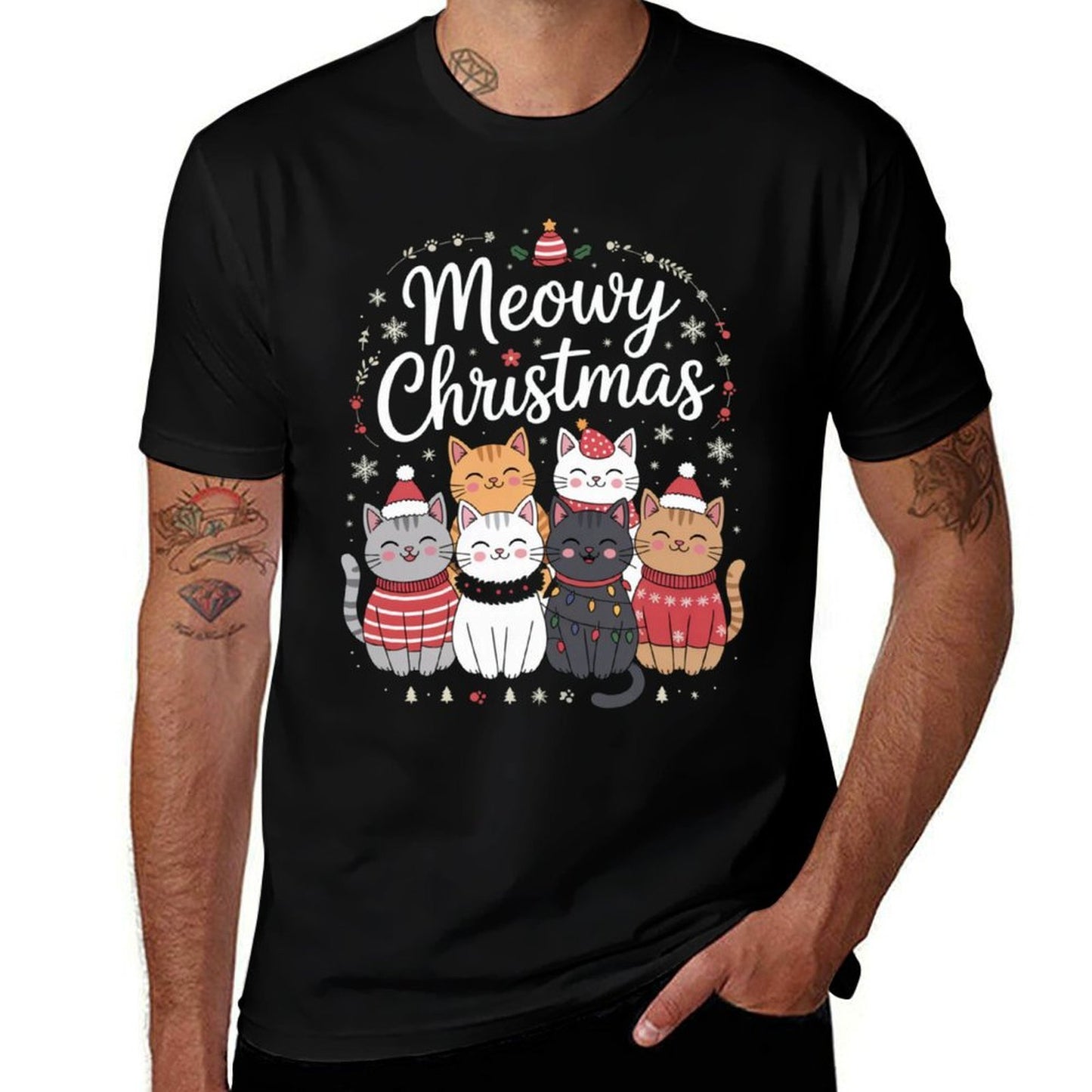 Meowy Christmas,Cat Christmas  Stretchy T-Shirt