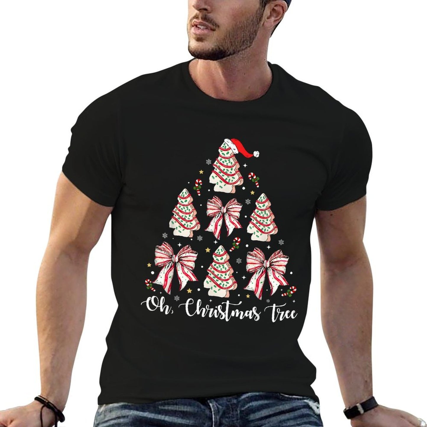 Oh Christmas Tree Cakes Debbie Becky Jen Cake Lovers Xmas  Stretchy T-Shirt