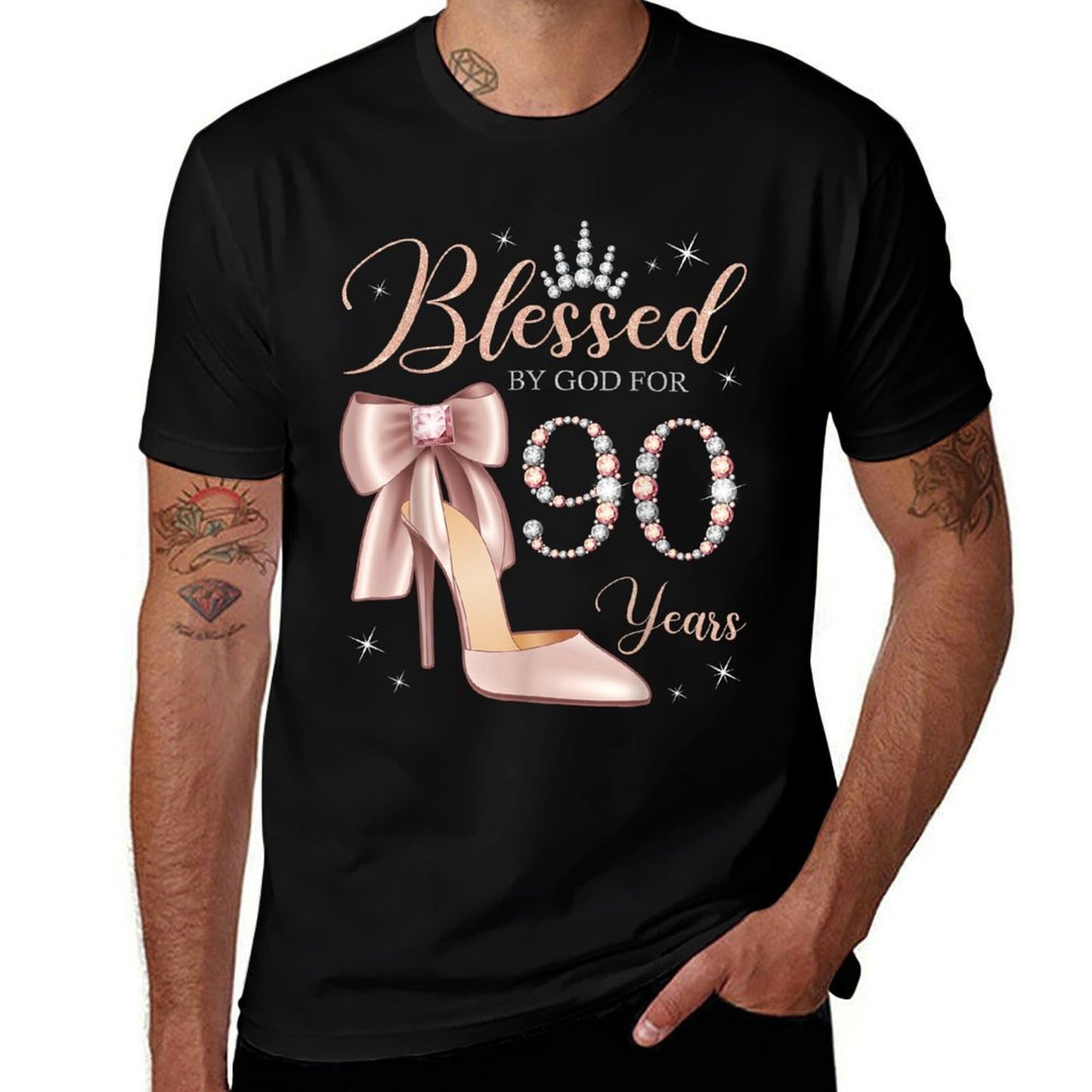 Blessed By God For 90 Years Old 90th Birthday Party Queen  Lightweight T-Shirt