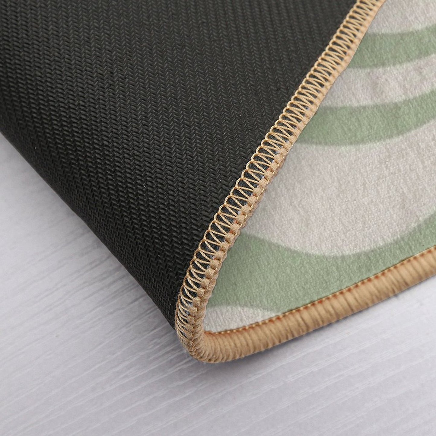 Liquid Swirl Abstract Pattern in Beige And Sage Green Durable Bath Mat