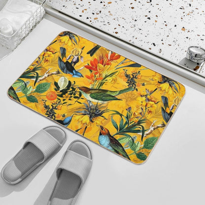 Pierre Joseph Redoute Vintage Flowers And Hummingbirds Nostalgic Botanical Garden Pattern Nightgarden  Dirt-Trapping Bath Mat