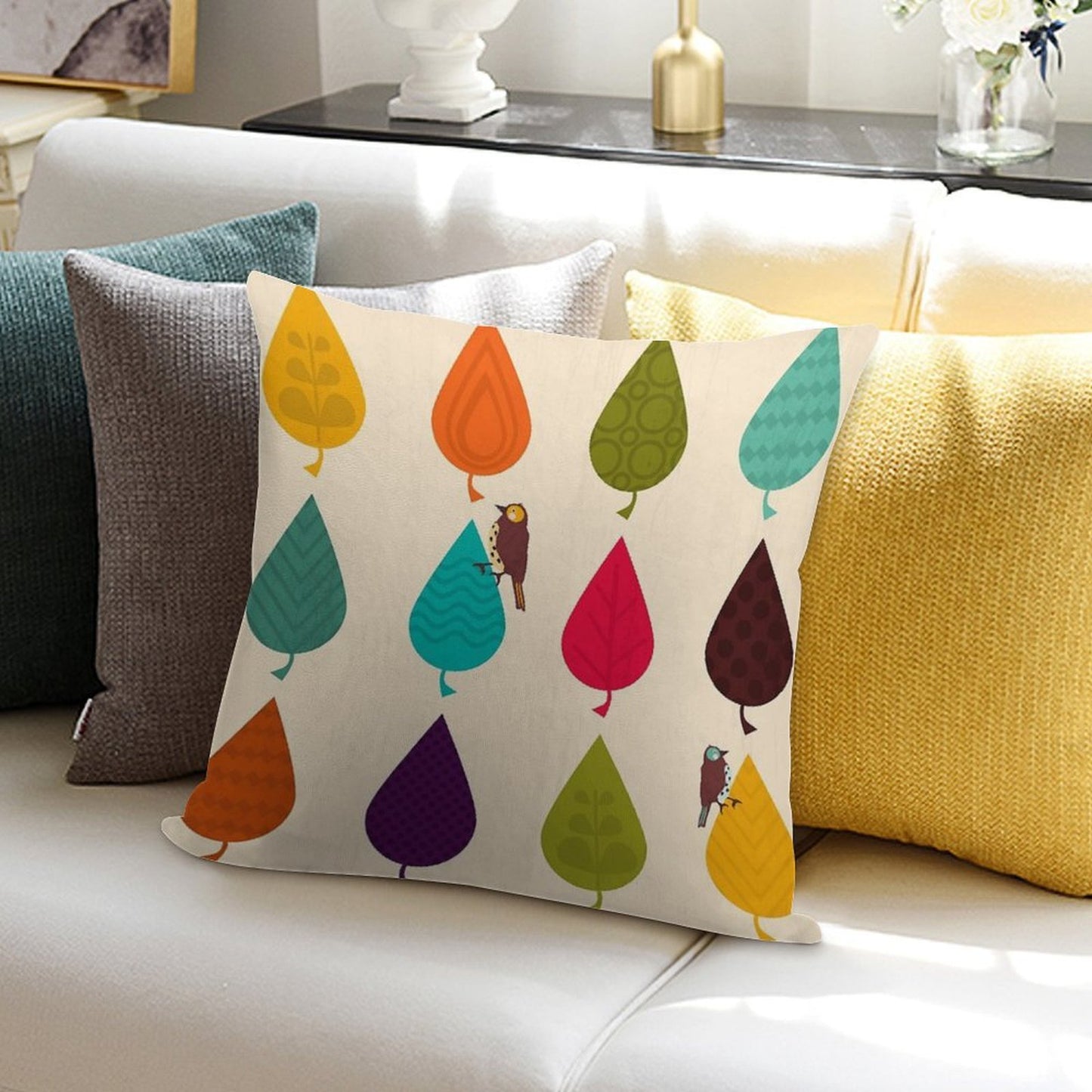 Leaves Soft Reinforced Edging Throw Pillow