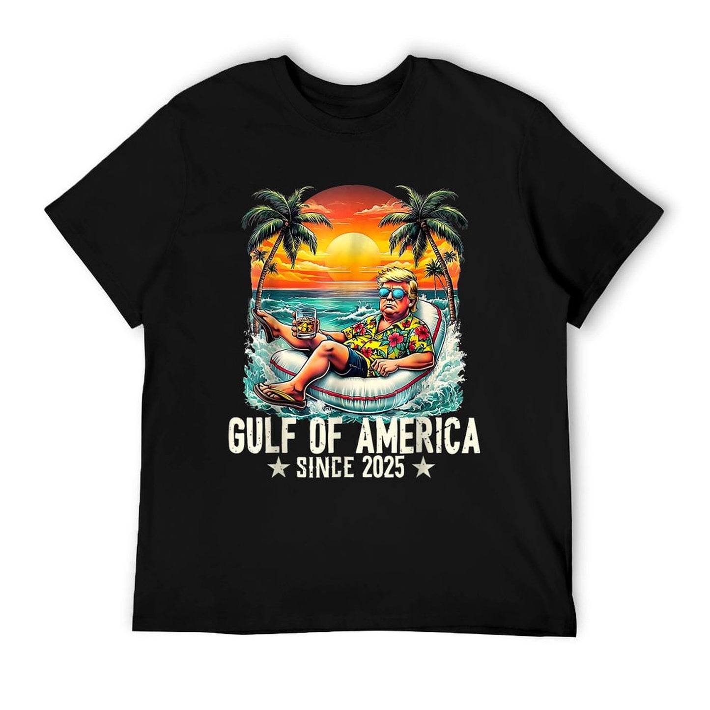 Gulf Of US America Est 2025 Retro Vintage Beach Heathered Texture T-Shirt
