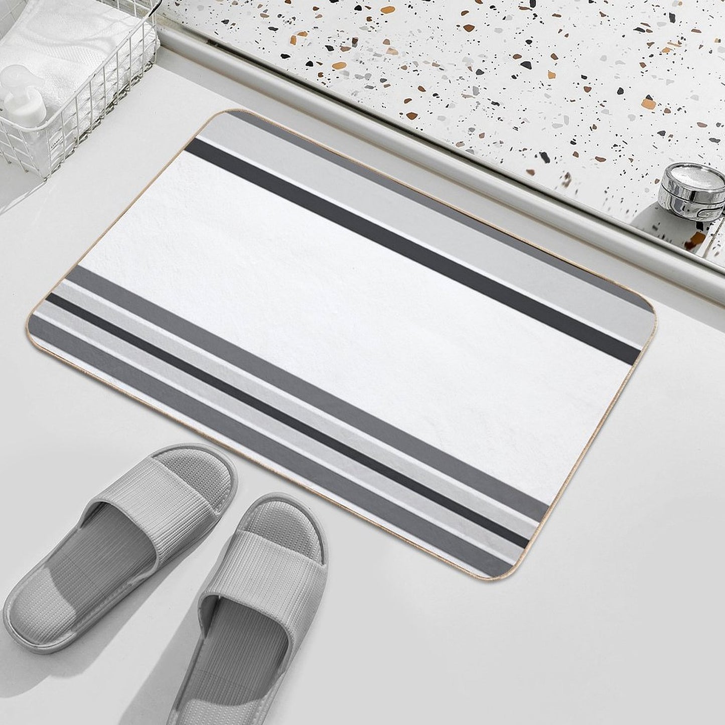 Line Art Neutral 02  Slip-Resistant Bath Mat