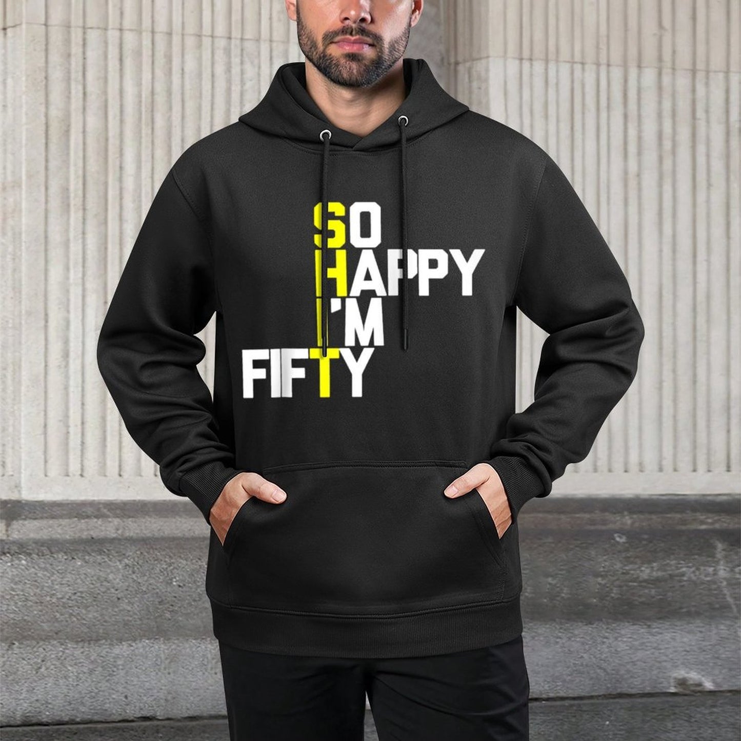 50th Birthday So Happy I'm 50 - Funny 50th Birthday Raglan Baseball Pilling-Resistant Hoodie
