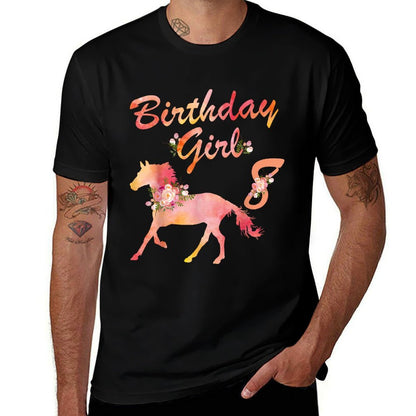 Horse Lover 8th Birthday For Girls Love Horses 8 Years Old  Easy-care T-Shirt