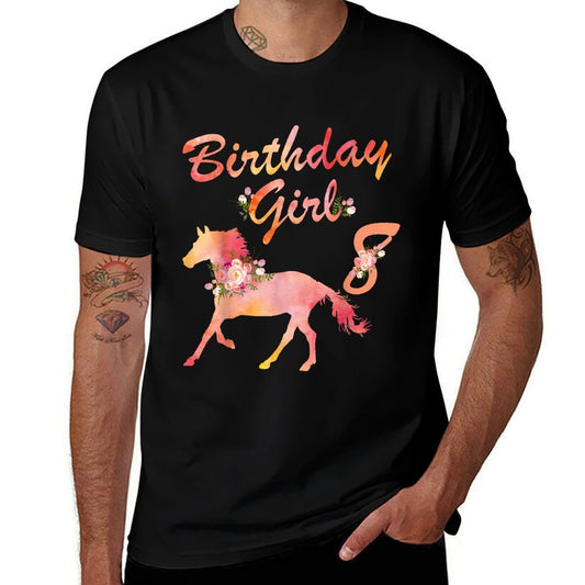 Horse Lover 8th Birthday For Girls Love Horses 8 Years Old  Easy-care T-Shirt