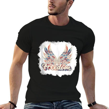 Bleached Freedom Wings July 4th Patriotic USA Angel Wings  Moisture-wicking T-Shirt
