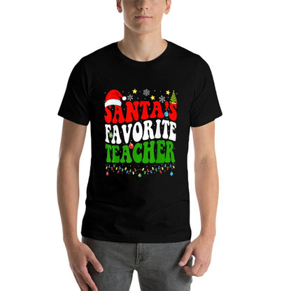 Santas Favorite Teacher Christmas Teacher Xmas Teachers  Relaxed-fit T-Shirt
