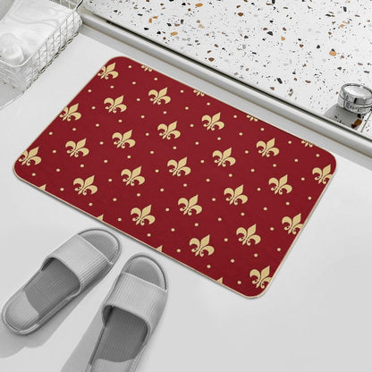 Fleur De Lis Design - Red  Long-Lasting Bath Mat