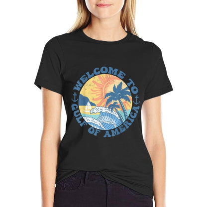 Retro Gulf Of USA America Est 2025 American Flag Gulf Mexico Easy-care T-Shirt