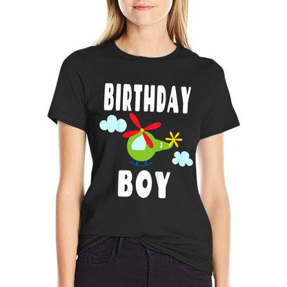Kids Helicopter Birthday Party - Two Year Old - 2 On Tail  Easy-care T-Shirt