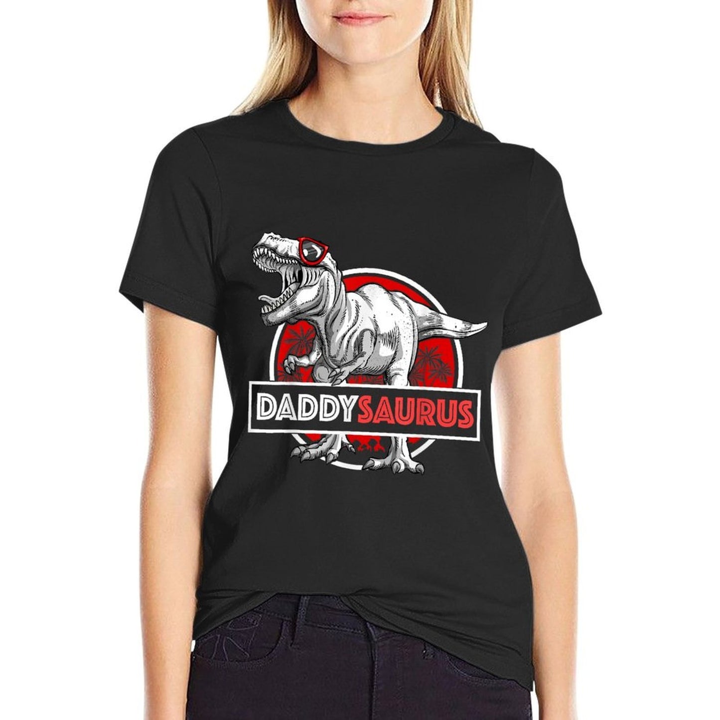 Daddysaurus T-Rex Matching Funny Father Saurus Dinosaur  Oversized Silhouette T-Shirt