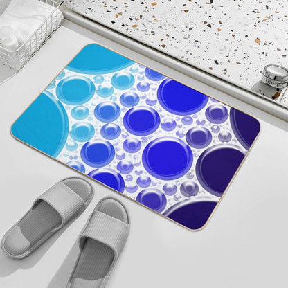 Aqua Blue Bubble Polka Dots Abstract Pattern  Toxin-Free Bath Mat