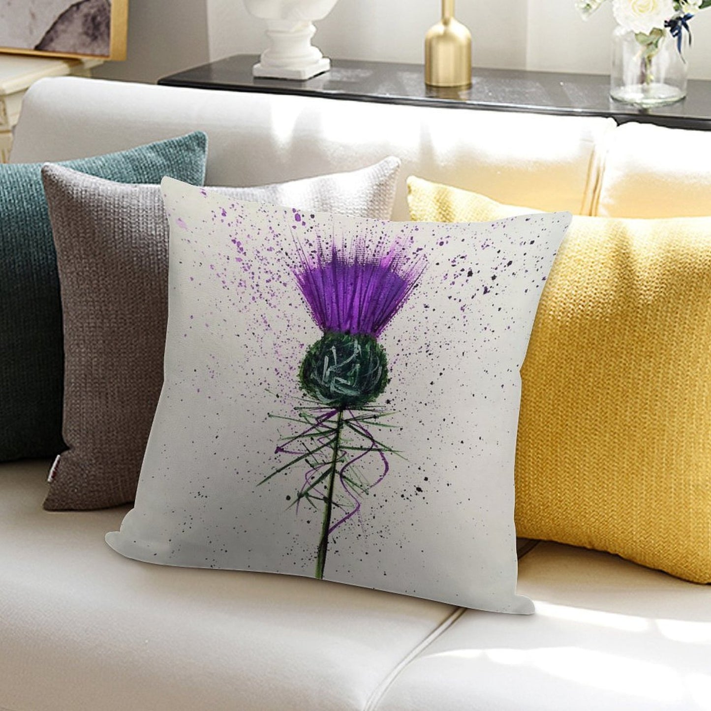 Purple Thistle Elegant Style Soft Ultra-Soft Texture Throw Pillow