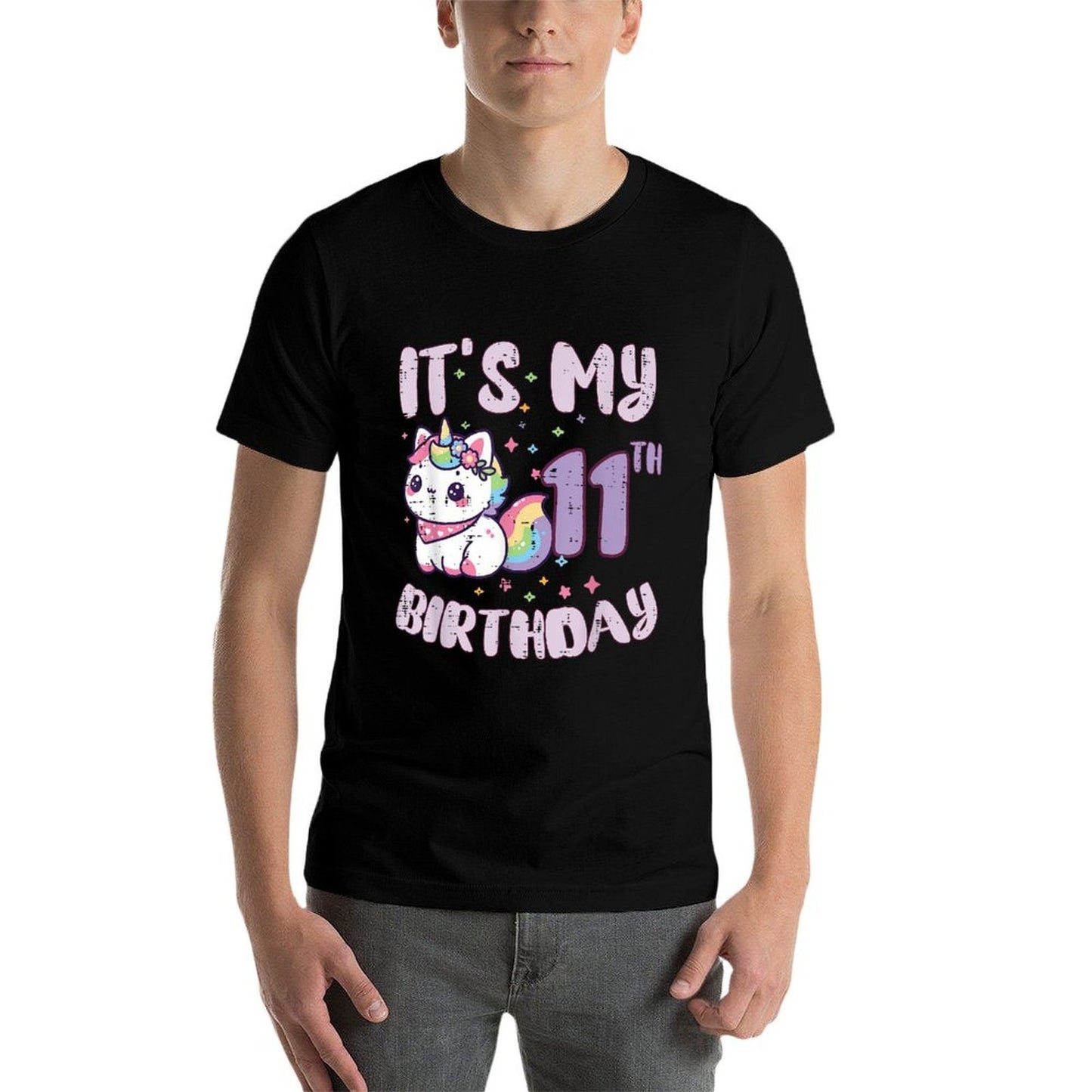 Its My 11th Birthday Unicorn Cat 11 Year Old Bday Girls Kids  Classic T-Shirt