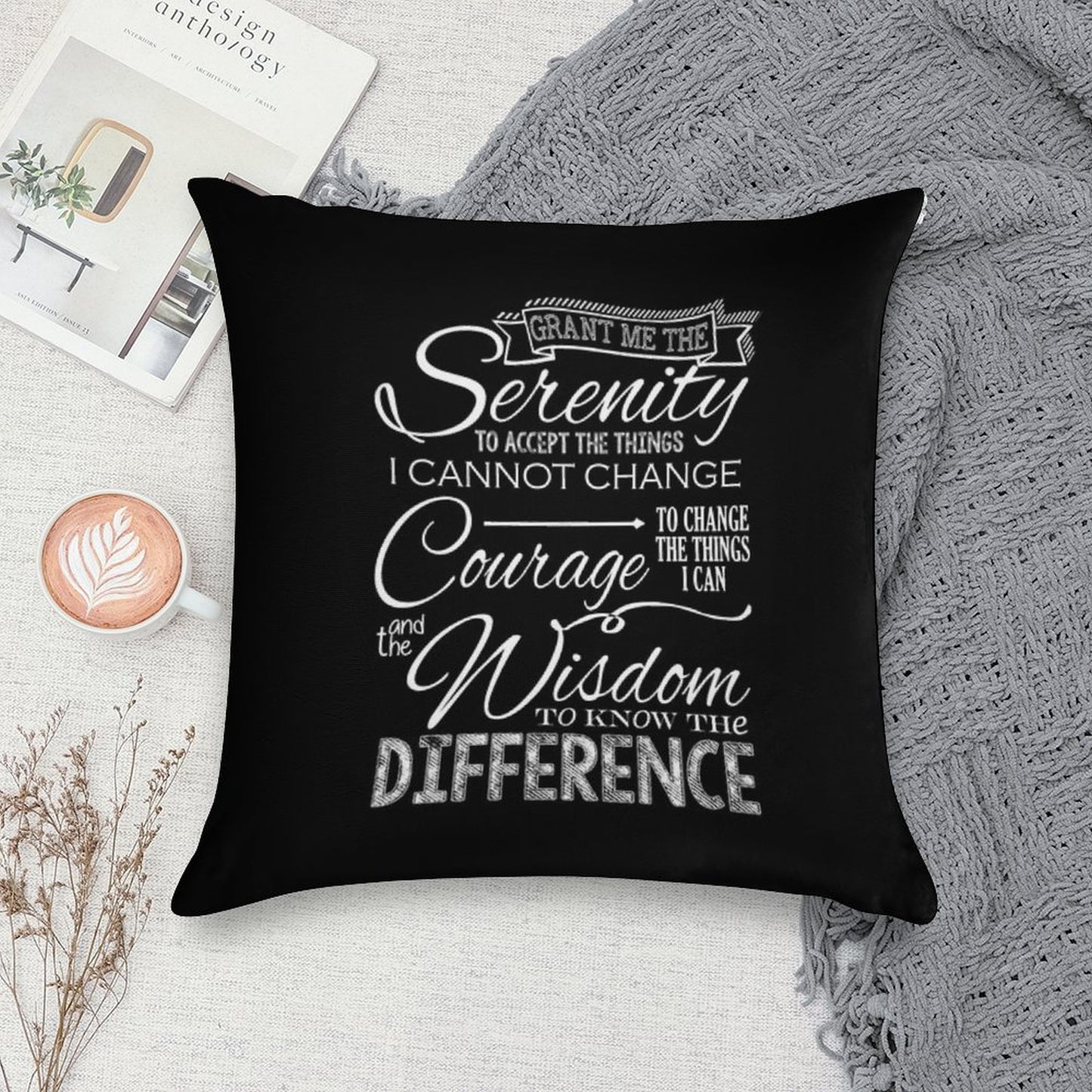 Serenity Prayer - Chalkboard Soft Luxury Feel Throw Pillow