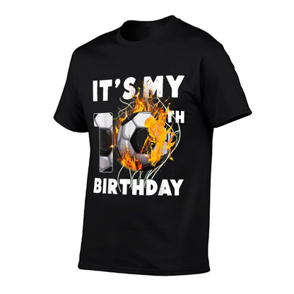 Funny It&#39;s My 10th Birthday 10 Years Old Soccer Ball Boys  Fade-proof Color T-Shirt