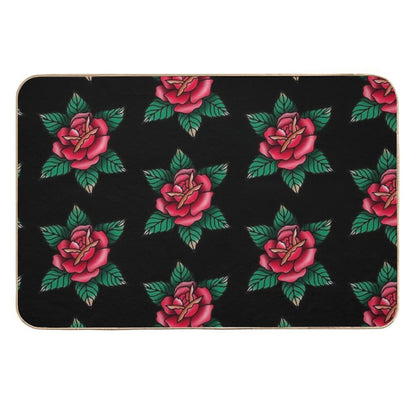 Traditional Red Rose Tattoo  High-Traffic Bath Mat