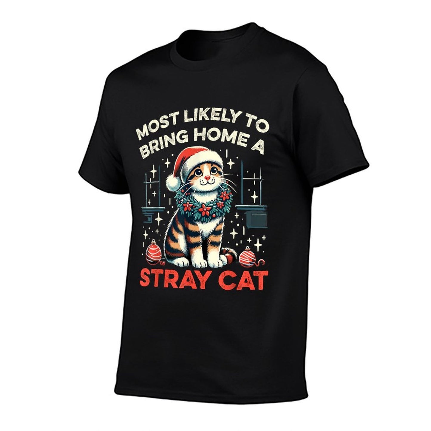 Most Likely To Bring Home A Stray Cat Matching Christmas  Oversized Silhouette T-Shirt