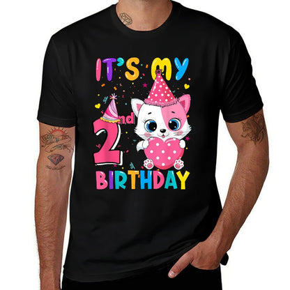 It's My 2nd Birthday Girls Funny Cat Birthday 2 Year Old  Breathable T-Shirt