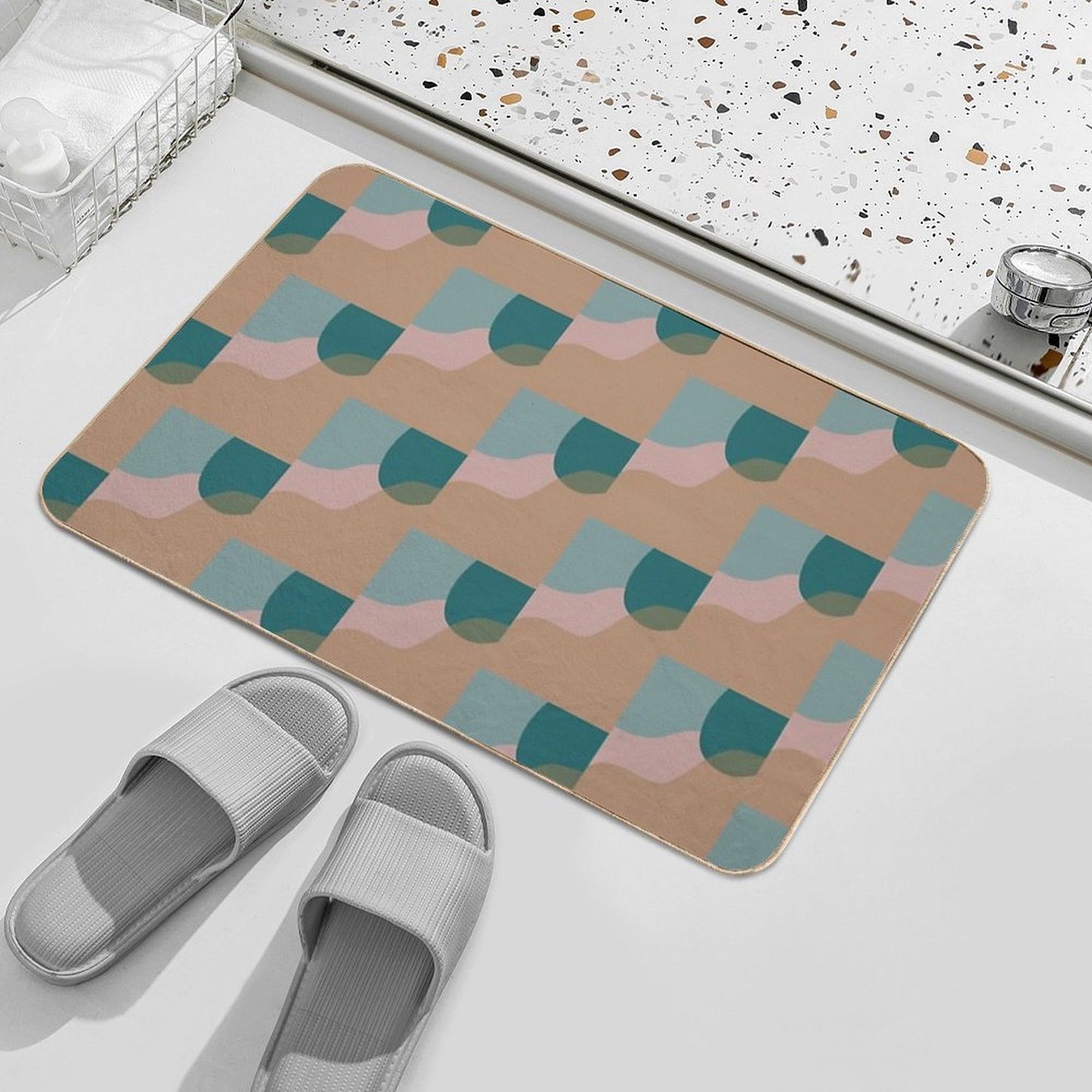 Mid Century Modern Art Abstract Shapes  High-Traffic Bath Mat