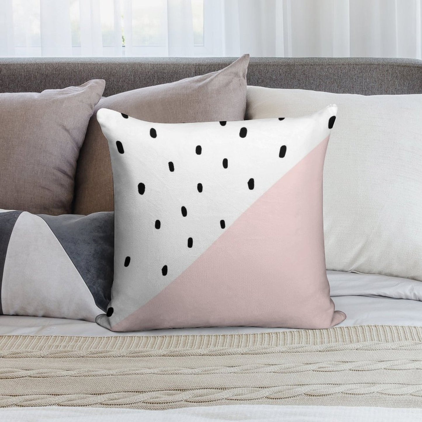 Pink And White Dalmatian Print Soft Ultra-Soft Texture Throw Pillow