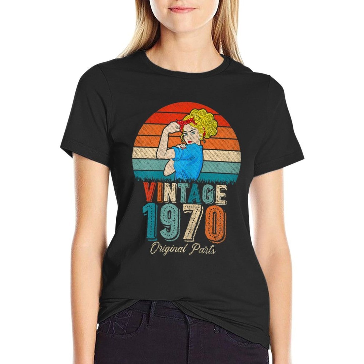 Womens 50th Birthday Tshirts For Women Original Parts Vintage 1970  Slim-fit Cut T-Shirt