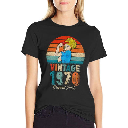 Womens 50th Birthday Tshirts For Women Original Parts Vintage 1970  Slim-fit Cut T-Shirt