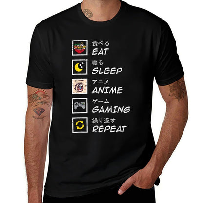 Eat Sleep Anime Gaming Repeat Gamern Boys Girls Kids  Breathable T-Shirt
