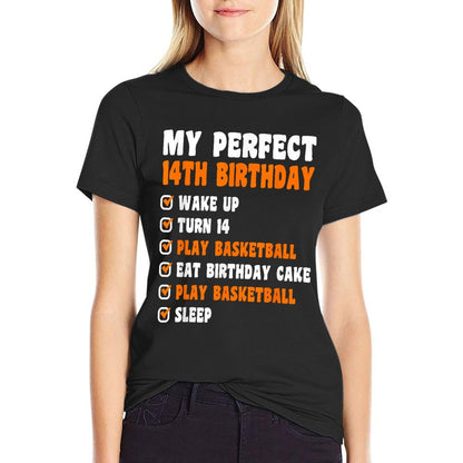 14 Years Old Perfect 14th Birthday Basketball 14th Birthday  Relaxed-fit T-Shirt