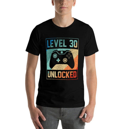 Level 30 Unlocked Video Gamer 30th Birthday Gifts  Rolled Sleeves T-Shirt
