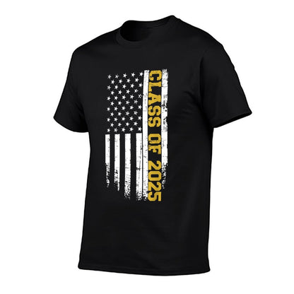 Class of 2025 Graduation Us Vintage Flag  Oversized Silhouette T-Shirt