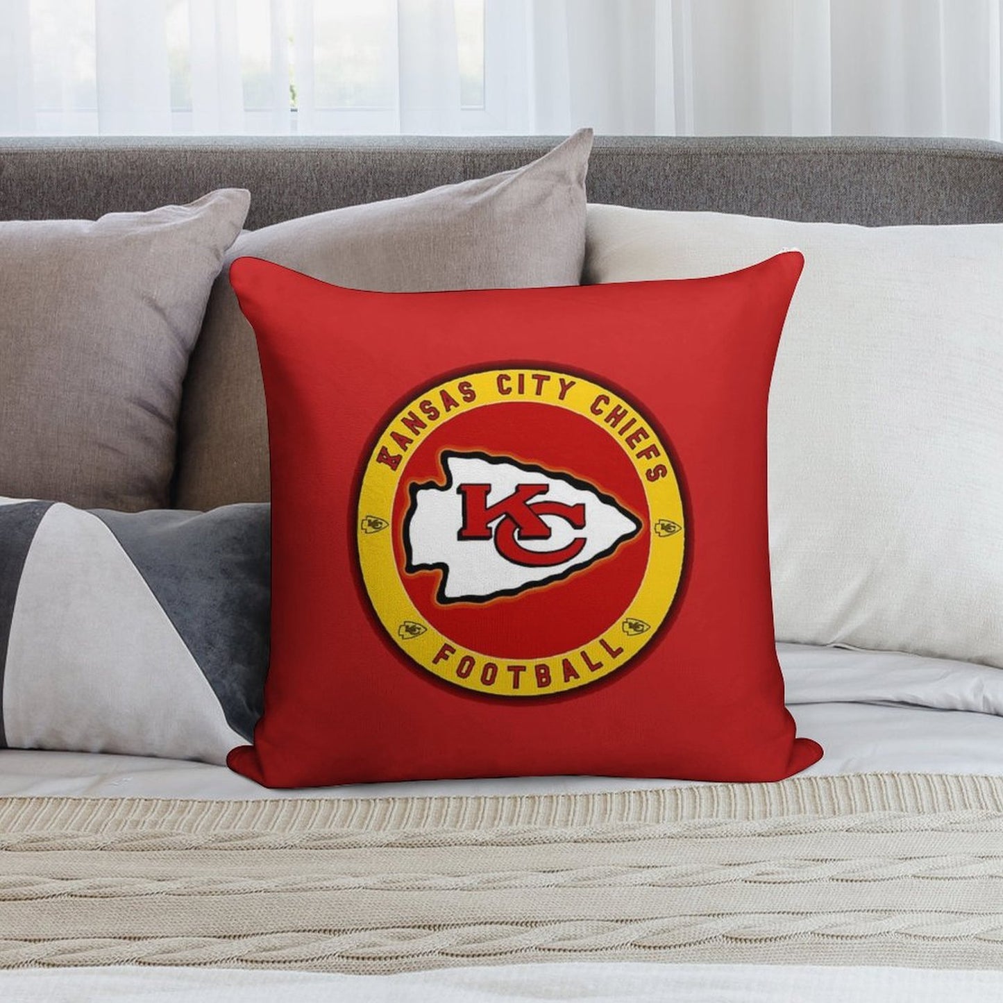 Chiefs-kansas Soft Home Decor Throw Pillow
