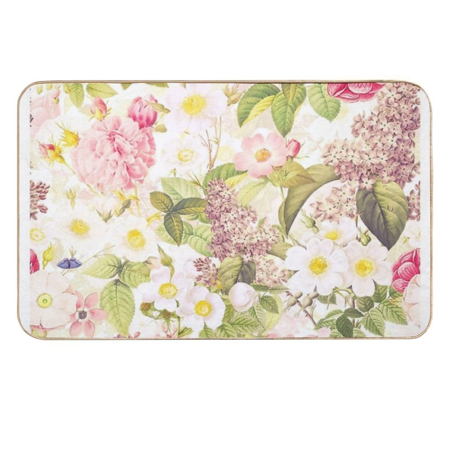 Vintage Summer Rose Garden- Blush Botanical Garden Nightgarden  Eco-Friendly Bath Mat