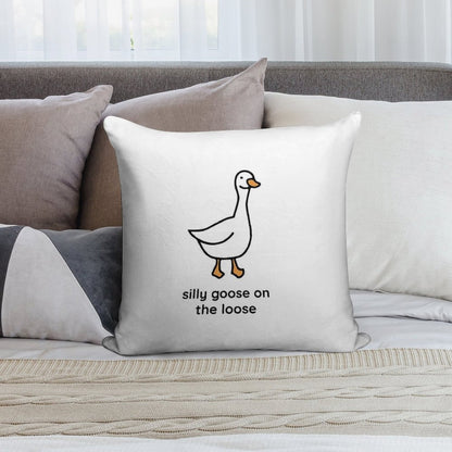 Silly Goose on The Loose Soft Luxury Feel Throw Pillow