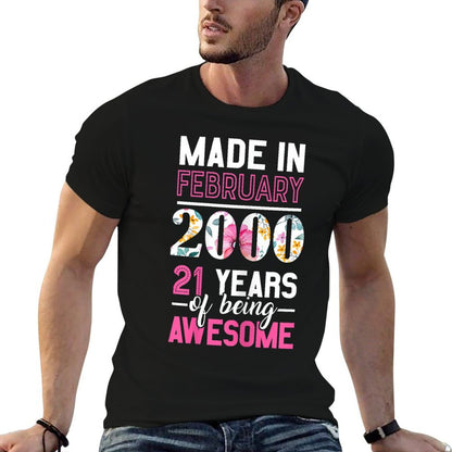 Womens Made in February 2000 21st Birthday February Girl  Slim-fit Cut T-Shirt