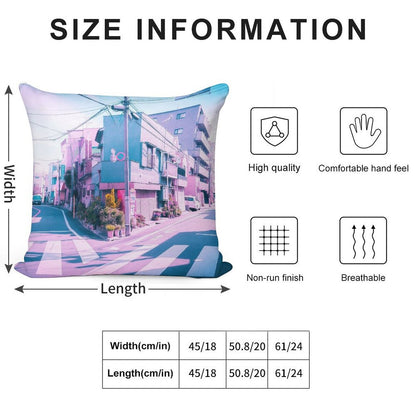 Anime in Real Life Vaporwave Summer Day in Tokyo Residential Area Soft Luxury Feel Throw Pillow