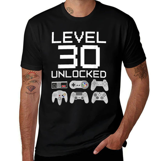 Level 30 Unlocked Funny Video Gamer 30th Birthday  Tagless Design T-Shirt