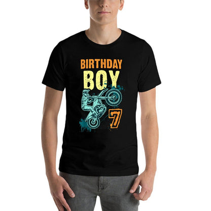 7th Birthday Boy Seven Years Old Motocross Dirt Bike  Eco-friendly Material T-Shirt