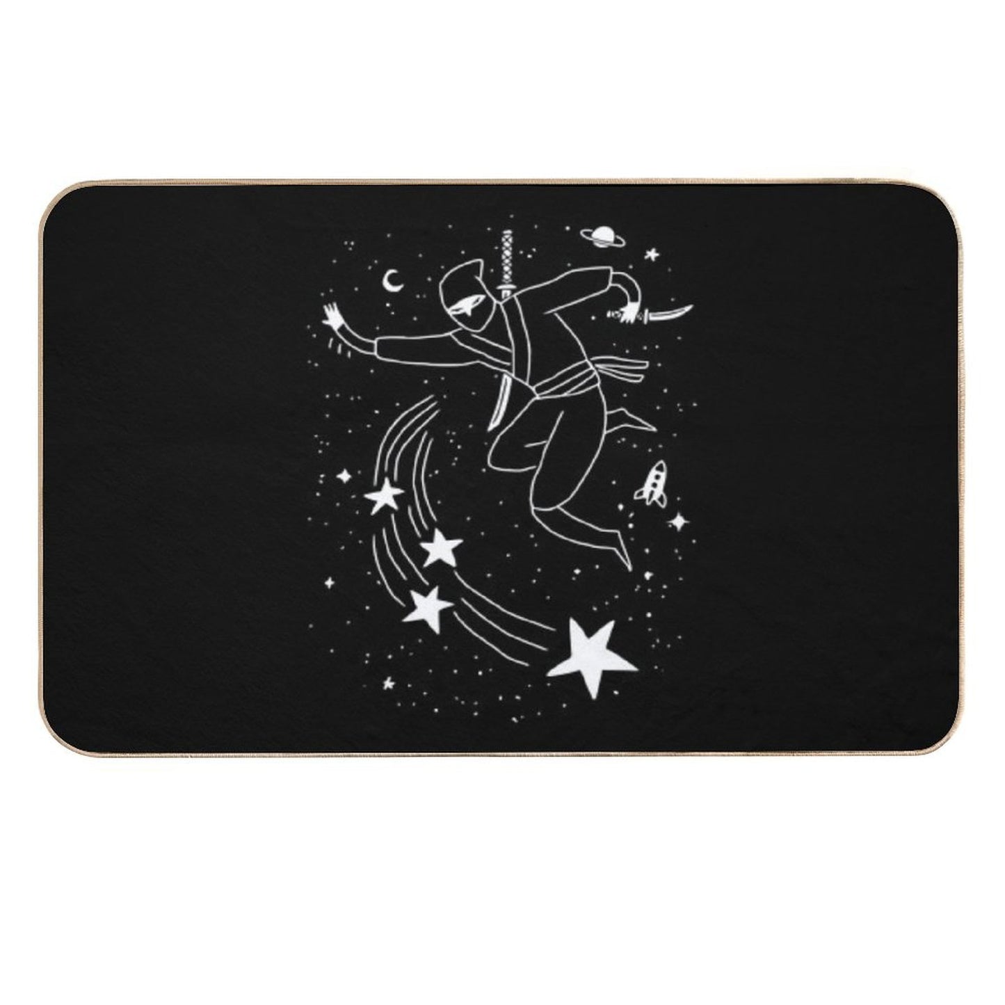 Space Ninja Throwing Stars  Stain-Proof Bath Mat
