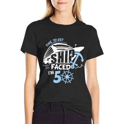 Time to Get ShipFaced I'm 50, 50th Birthday Shirt for Cruise  Ribbed Collar T-Shirt