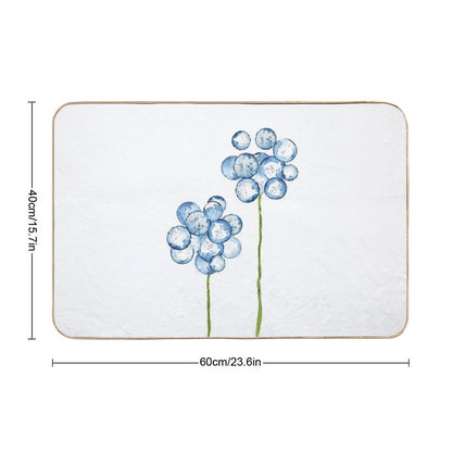 Hand Painted 2 Abstract Indigo Dandelions  Eco-Friendly Bath Mat
