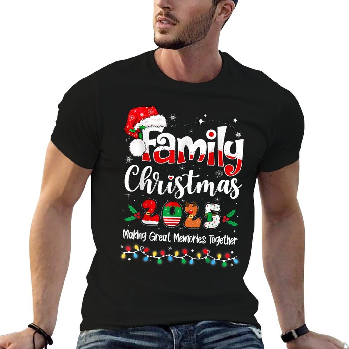 Family Christmas 2025 Matching Outfit Xmas Squad Santa  Relaxed-fit T-Shirt