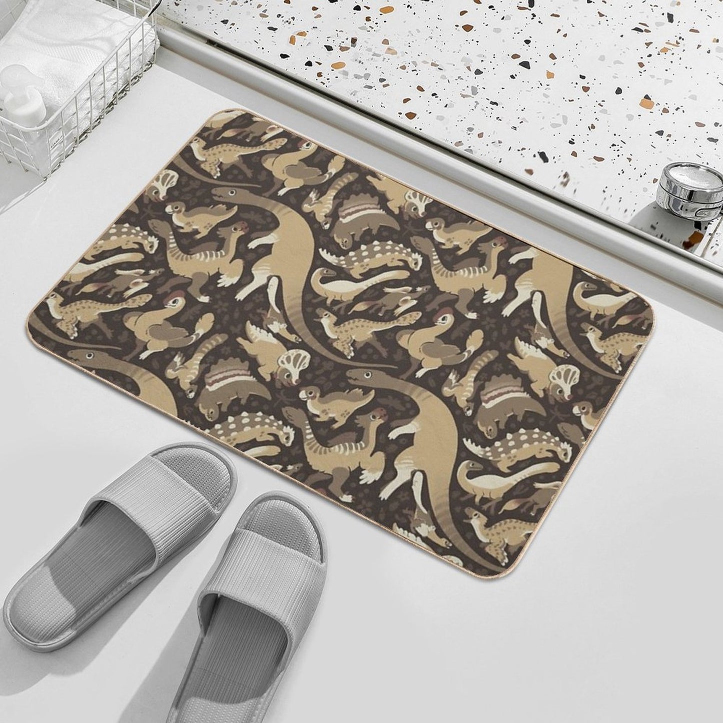 Tender Coffee Dinos  Easy Maintenance Bath Mat