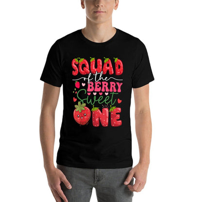 Squad Of The Berry Sweet One Strawberry 1St Birthday  Graphic-printed T-Shirt