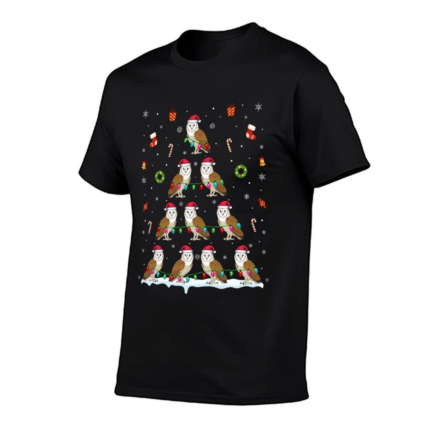 Barn Owl Christmas Tree Lights for Men Women Barn Owl Xmas  Classic T-Shirt