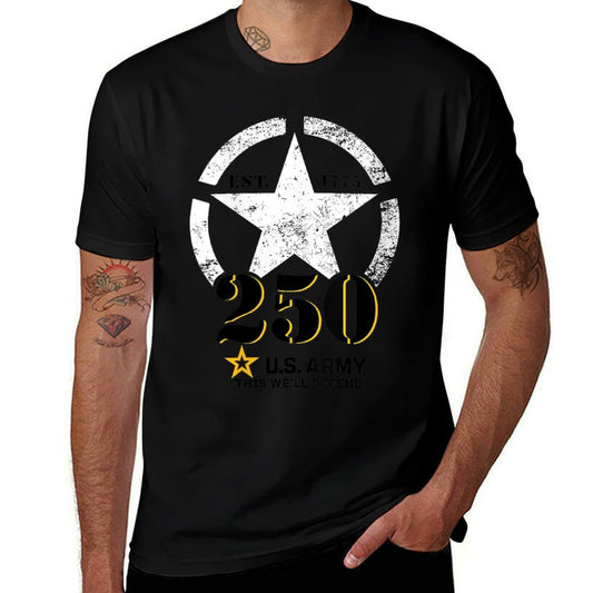 Womens Official U.S. Army 250th Year Birthday This We'll Defend  Ribbed Collar T-Shirt