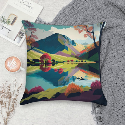 Vibrant Landscape of The Lake District Soft Anti-Pilling Throw Pillow